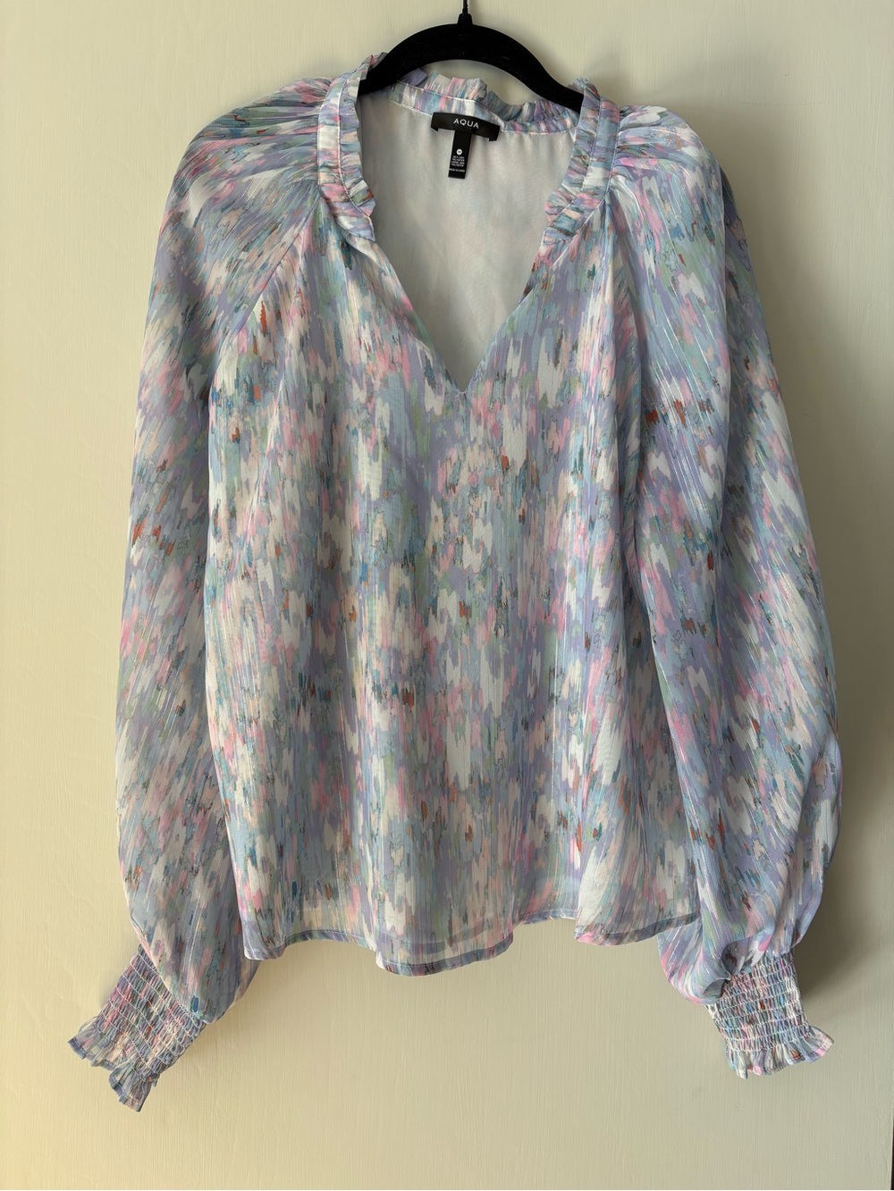 Aqua brand Women's Pastel Brushstroke V-Neck Blouse
